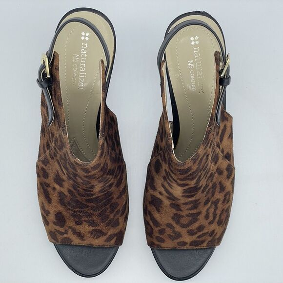 Naturalizer N5 Comfort Danby Peep Toe Ankle Strap Heels Women's 9.5M Animal Prin - Picture 13 of 16